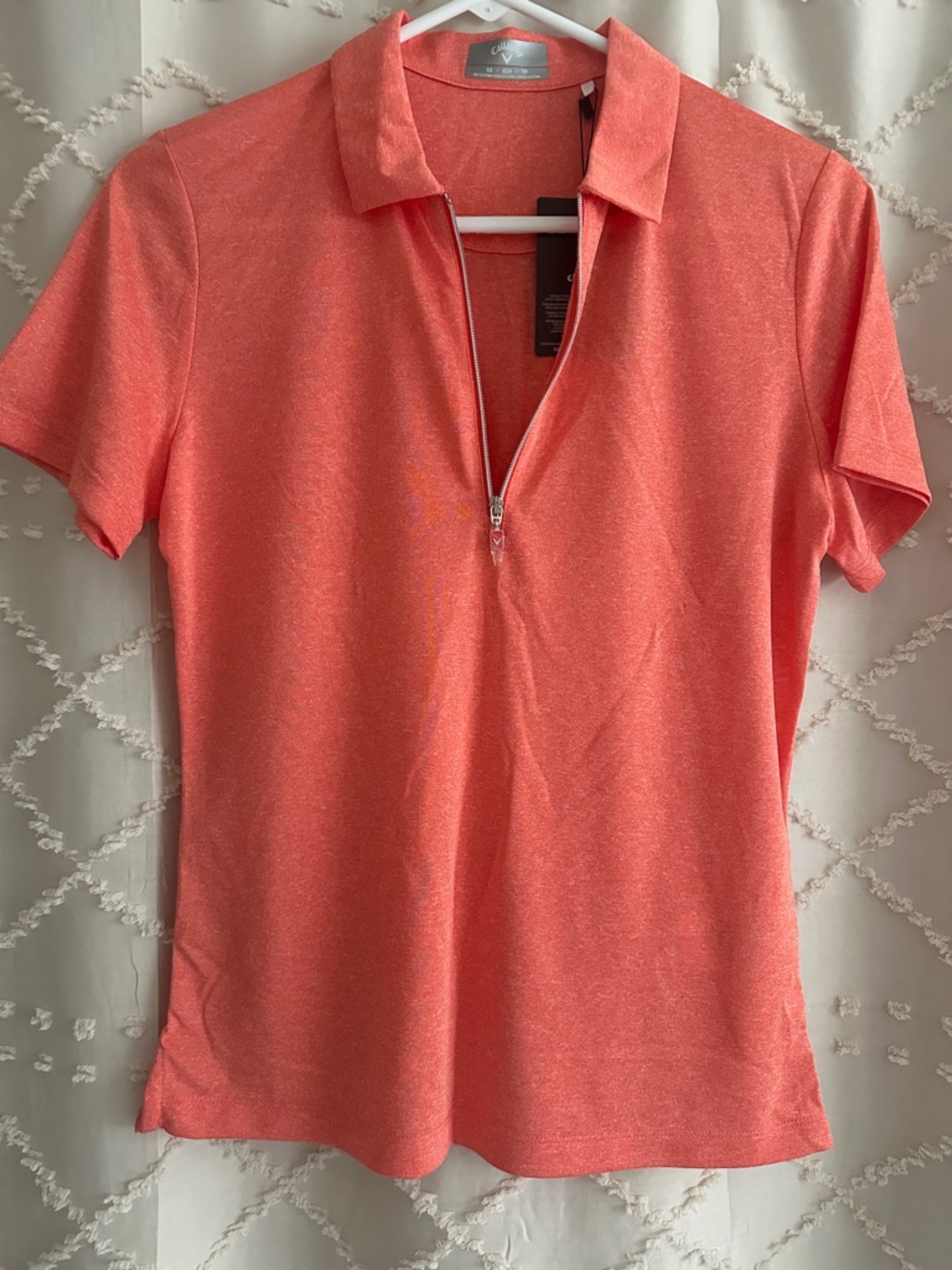 Callaway Golf 1/4 Zip Performance Polo Top | Coral Pink XS - Picture 5 of 5